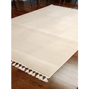 Aven Home Modern Püsküllü Halı Kaymaz Taban Özelliğiyle 10 mm Yıkanabilir Krem Renk