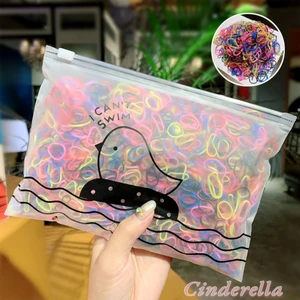 1000'LI Çantalı Karışık Renkli Minik Lastik Toka Seti - Örgü Lastik Saç Tokası