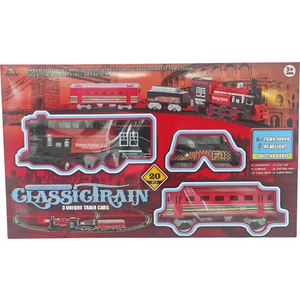 Brother Toys 20 Parça Pilli Sesli Işıklı Yön Değiştirebilen Oyuncak Klasik Tren Lokomotif Seti