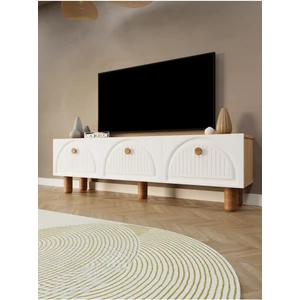 Bohem Tv Ünitesi 150 cm Üç Kapaklı Mdf Kapak Raflı Ayaklı Tv Sehpası