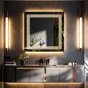 Dorein Günışığı Led'li Lazer Kumlamalı Lavabo & Banyo Aynası (Dokunmatik Sensörlü)