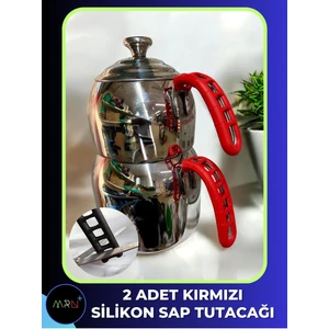 Mirvano 2 Adet Çelik Saplı Çaydanlıklar Için Silikon Sap Tutacağı, Silikon Sap Kılıfı Kırmızı