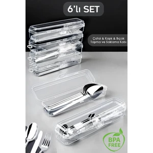 6'lı Çatal Bıçak Kaşık Takımı Saklama Kutusu Seti - Çeyizlik Organizer Düzenleyici Saklama Kabı