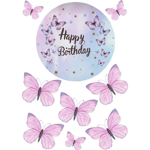 Deniz Parti Kelebek Yenilebilir Cupcake ve Pasta Resim Baskı