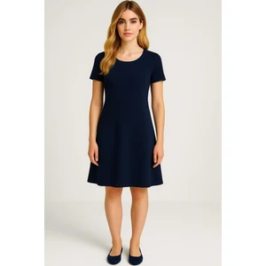 Dökümlü Rahat Kalıp Günlük Penye Kumaş Elbise