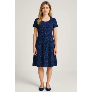 Dökümlü Rahat Kalıp Günlük Penye Kumaş Elbise