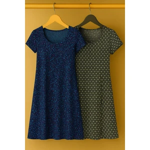 2 Adet Dökümlü Rahat Kalıp Günlük Penye Kumaş Elbise