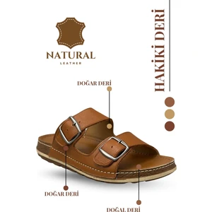 Hakiki Deri Erkek Terlik Doğal Deri Terlik T Taba