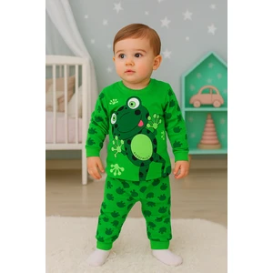 Bilge Trend Kurbağa Desen Baskılı  Kız Erkek Çocuk Pijama Takım