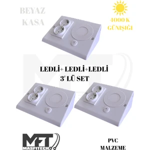 Dolap & Tezgah Altı Prizli Aydınlatma 3 Watt 4000k Günışığı (3 Adet)