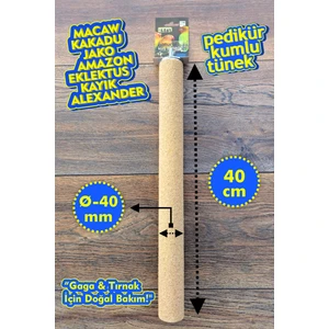 Venty Pedikür Papağan Tüneği 40 cm Kumlu Tünek - Büyük Irk | Macaw | Kakadu | Jako | Amazon | İskender | Eklektus | Kayık | L242