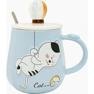 Sevimli Kedi Figürlü Seramik Kupa