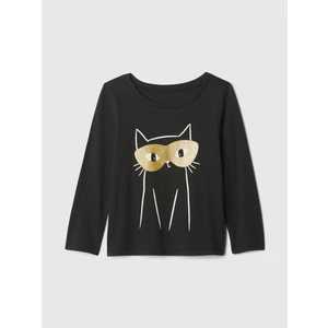 Kız Bebek Siyah %100 Pamuk Gap Logo Grafikli T-Shirt