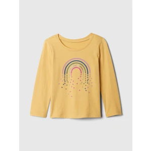 Kız Bebek Sarı %100 Pamuk Gap Logo Grafikli T-Shirt
