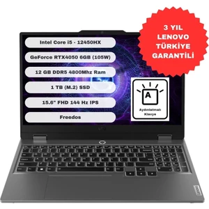 LOQ 15IAX9 Intel Core I5 12450HX 12GB 1tb SSD RTX4050 Freedos 15.6'' Fhd Taşınabilir Bilgisayar 83GS00Q6TR