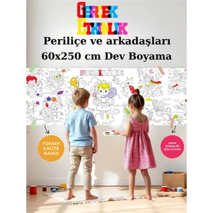 Periliçe Sevimli Periler 2.5m Dev Boyama | Doğum Günü Özel Aktivite Boyama Hediyesi