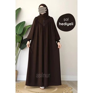 Elif Ferace Şal Hediyeli Takım Kahverengi