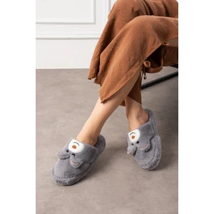 Kadın Ev Terliği Ayıcık Figürlü Peluş Ev Terliği Ses Yapmaz Taban Sıcak Şık Tasarım