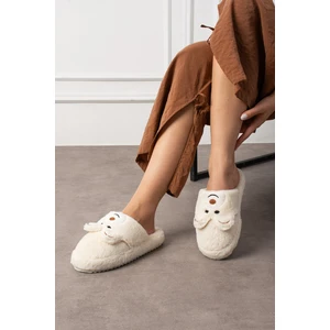 Kadın Ev Terliği Ayıcık Figürlü Peluş Ev Terliği Ses Yapmaz Taban Sıcak Şık Tasarım