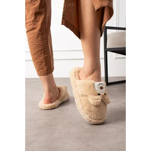 Kadın Ev Terliği Ayıcık Figürlü Peluş Ev Terliği Ses Yapmaz Taban Sıcak Şık Tasarım