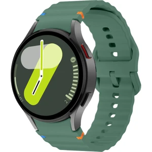 Samsung Galaxy Watch 7 40MM-44MM Ile Uyumlu Metal Tokalı Dalgalı Spor Silikon Kordon