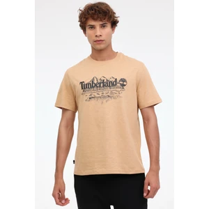 Short Sleeve Graphic Slub Kahverengi Erkek Kısa Kol T-Shirt