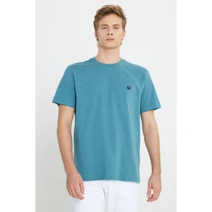 Bisiklet Yaka T-shirt Mavi Erkek Kısa Kol T-Shirt