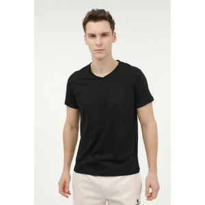 M-CT106 BSC V NK T-SH 4FX Siyah Erkek Kısa Kol T-Shirt