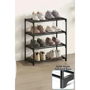 Kalın Metal Çubuklu 4 Katlı Lüx Ayakkabılık Metal Borulu Raf Organizer