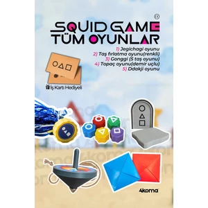 Squid Game 2 Oyun Seti Tüm Oyunlar 5 Adet Oyun Metal Uçlu Topaç/gonggi/ddakji/jegichagi/taş Fırlatma
