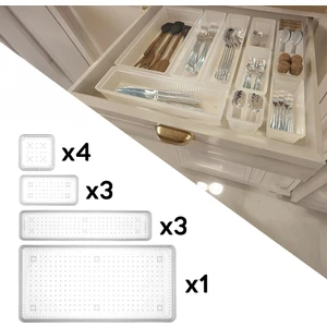 11 Parça Modüler Kaşıklık Seti - Ayarlanabilir Mutfak Çekmece Içi Düzenleyici Organizer Şeffaf