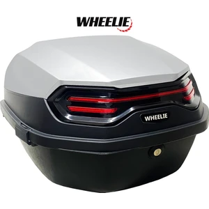 XT08-SW 32 Litre Motosiklet Arka Çanta Gümüş Beyaz Parlak Su Geçirmez ABS Çift Kilitleme Üniversal