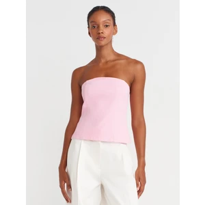 50880 Straplez Peplum Top-Toz Pembe