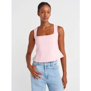 50860 Peplum Korse Top-Toz Pembe