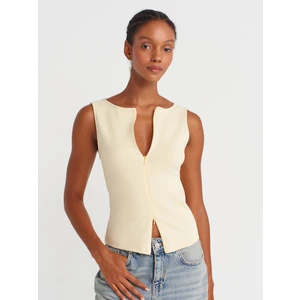 31764 Fermuar Detaylı Top-Açık Sarı