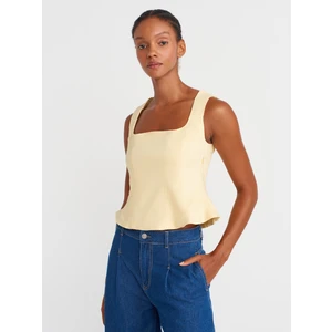 50860 Peplum Korse Top-Açık Sarı