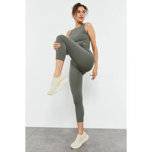 Çağla Yüksek Bel Kapri-Crop Atlet Slim Fit Kadın Tayt Takım - 95284