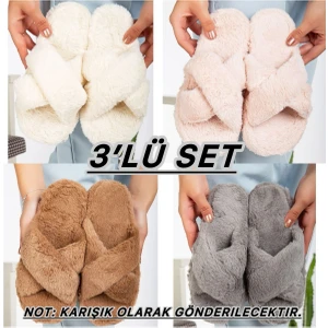 3'lü Paket Terlik Ev Terliği Çeyiz Bohça Seti