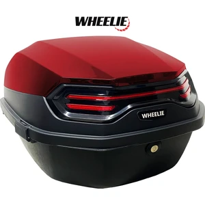 XT08-BR 32 Litre Motosiklet Arka Çanta Koyu Kırmızı Parlak Su Geçirmez ABS Çift Kilitleme Üniversal