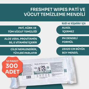 Pati ve Tüy, Vücut Temizleme ve Hijyen Mendili, Kedi ve Köpek, 12 Paket (300 Adet)
