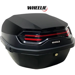 XT08-B 32 Litre Motosiklet Arka Çanta Siyah Parlak Su Geçirmez ABS Top Case Çift Kilitleme Üniversal