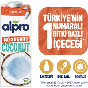 Şekersiz Hindistan Cevizi Sütü 1 L Vegan Laktozsuz Bitkisel Bazlı