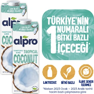 Hindistan Cevizi Sütü 2x1 L Vegan Laktozsuz Bitkisel Bazlı