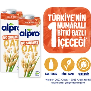 Şekersiz Yulaf Sütü 2x1 L Vegan Laktozsuz Bitkisel Bazlı