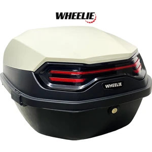 XT08-IW 32 Litre Motosiklet Arka Çanta Fildişi Beyaz Parlak Su Geçirmez ABS Çift Kilitleme Üniversal