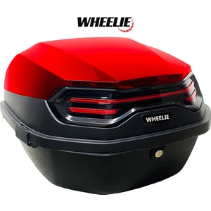 XT08-LR 32 Litre Motosiklet Arka Çanta Açık Kırmızı Parlak Su Geçirmez ABS Çift Kilitleme Üniversal