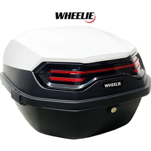 XT08-W 32 Litre Motosiklet Arka Çanta Beyaz Parlak Su Geçirmez ABS Top Case Çift Kilitleme Üniversal