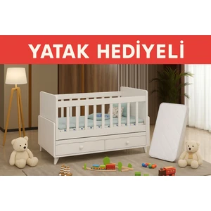 Luna Yatak Hediyeli 60*120 Ölçülerinde Anneyanı Sallanır Iki Çekmeceli Beşik