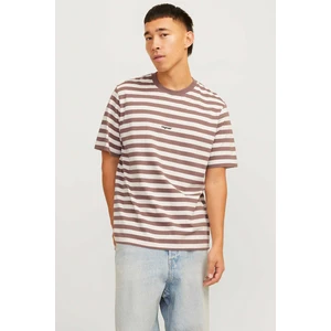 Jack & Jones JORVESTERBRO NEWTON STRIP Kahverengi Erkek Kısa Kol T-Shirt