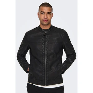 & Sons Erkek Deri Ceket Siyah